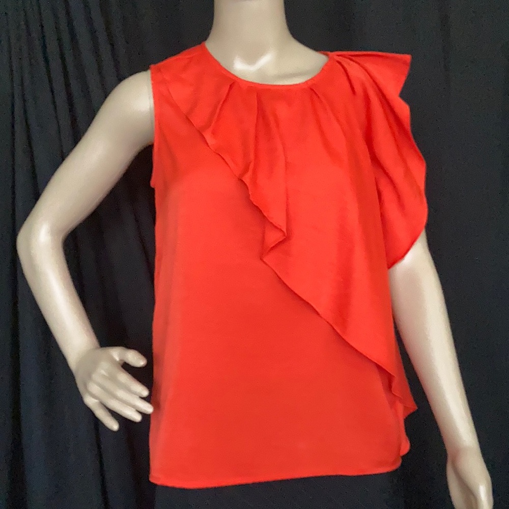 Mango Sleeveless Summer Shirt with Ruffle on one Shoulder  - Size XS